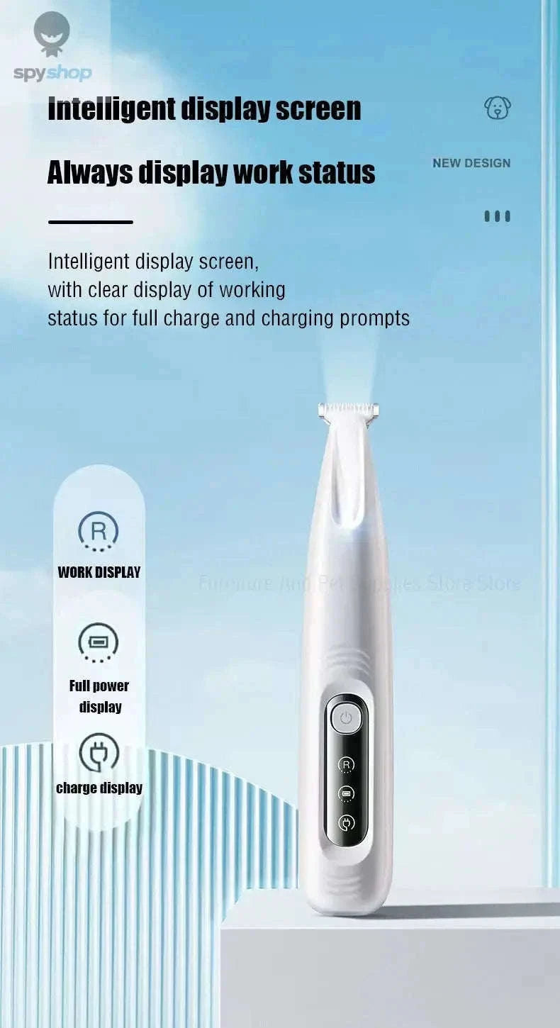 Dog Paw Trimmer with LED Light, Quiet Motor and Waterproof Design-White