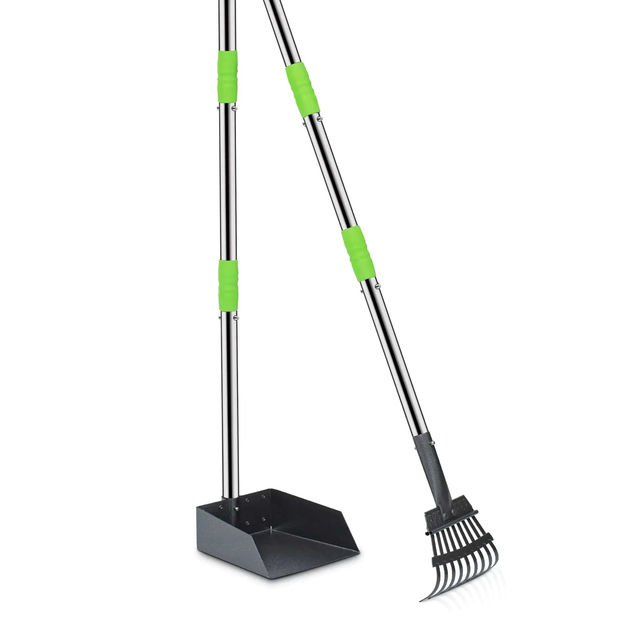 Dog Pooper Scooper Tray & Rake Set with Long Adjustable Handle-Black Yellow / United States