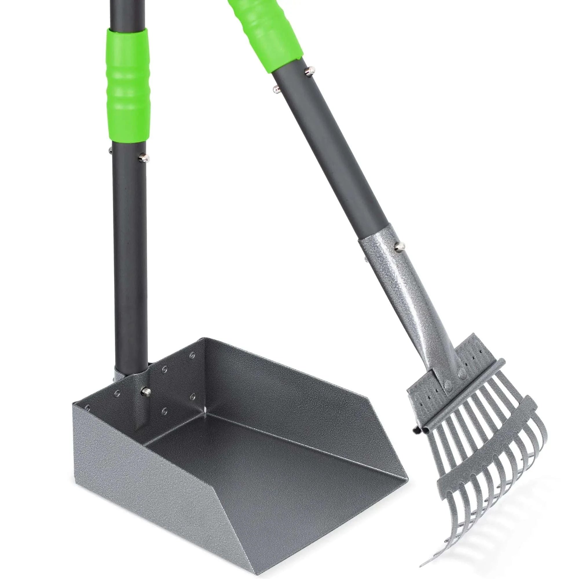Dog Pooper Scooper Tray & Rake Set with Long Adjustable Handle-Black Yellow / United States