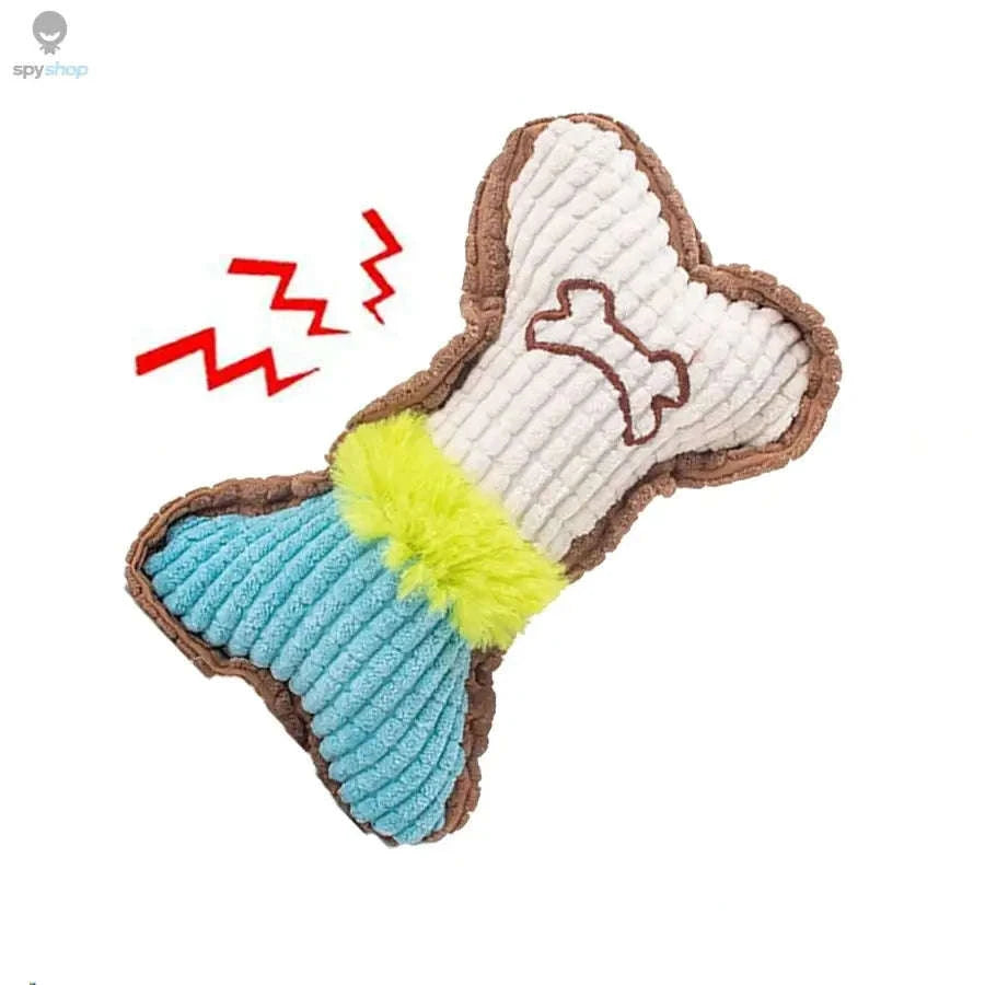 Dog Squeaky Bone Plush Chew Toy – Soft, Durable & Teething-Friendly-Pink White / M
