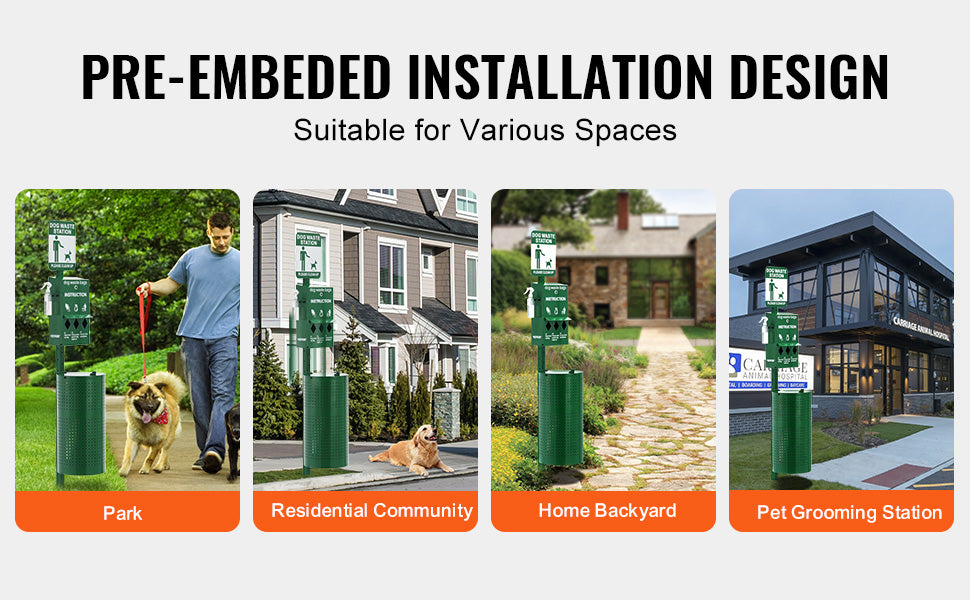 SucceBuy Hundekot-Station mit Handwaschflasche, Hundekot-Station mit Beutelspender, Hundekot-Entsorgungssystem für Outdoor-Bereich