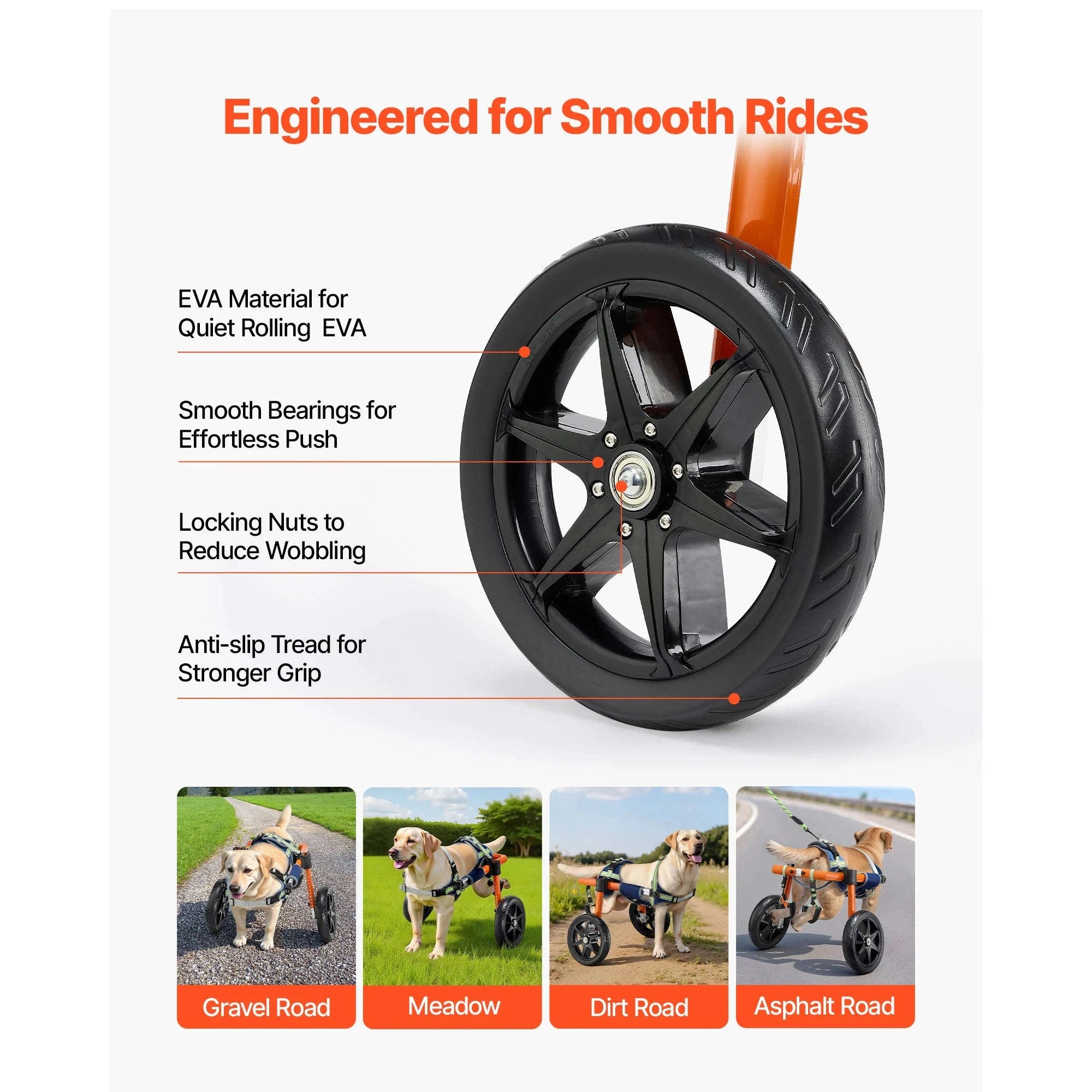 Dog Wheelchair for Back Legs, Lightweight 2-Wheel Adjustable Pet Wheelchair-M 35-48 lbs / spain