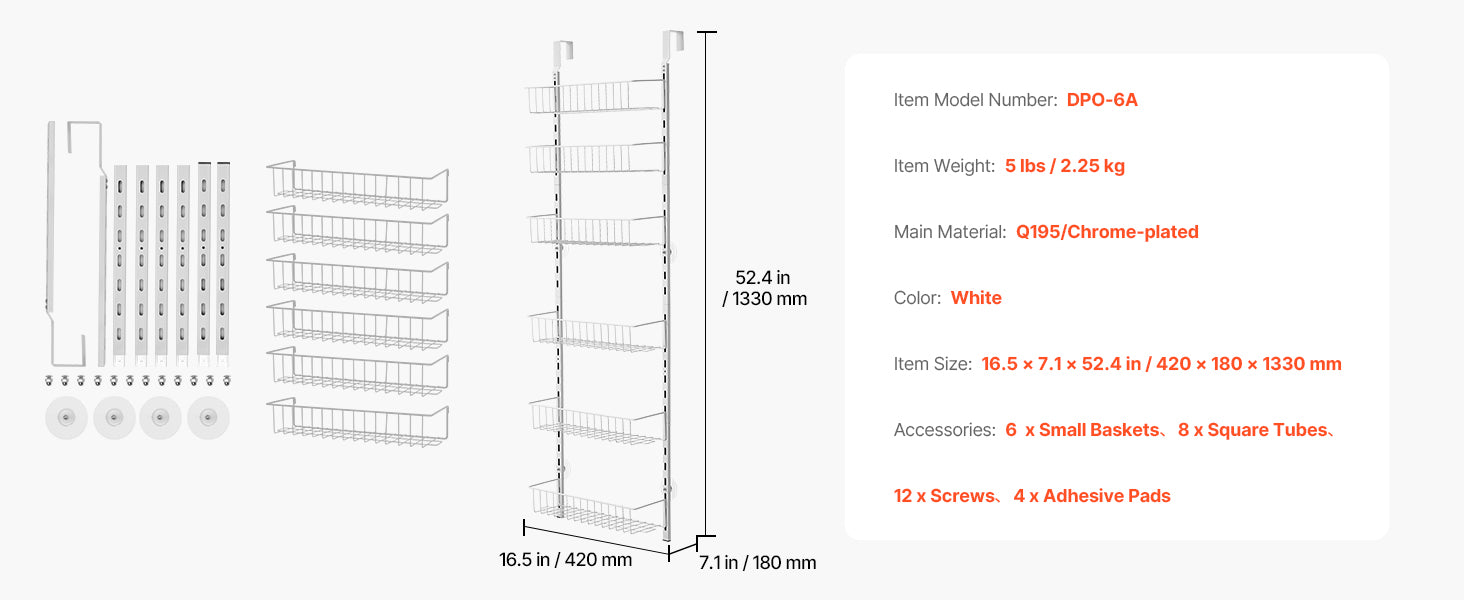 SucceBuy 6/8/9/10 Tier Over the Door Pantry Organizer Heavy-Duty Steel Hanging Spice Rack, Adjustable Wall Seasoning Shelves