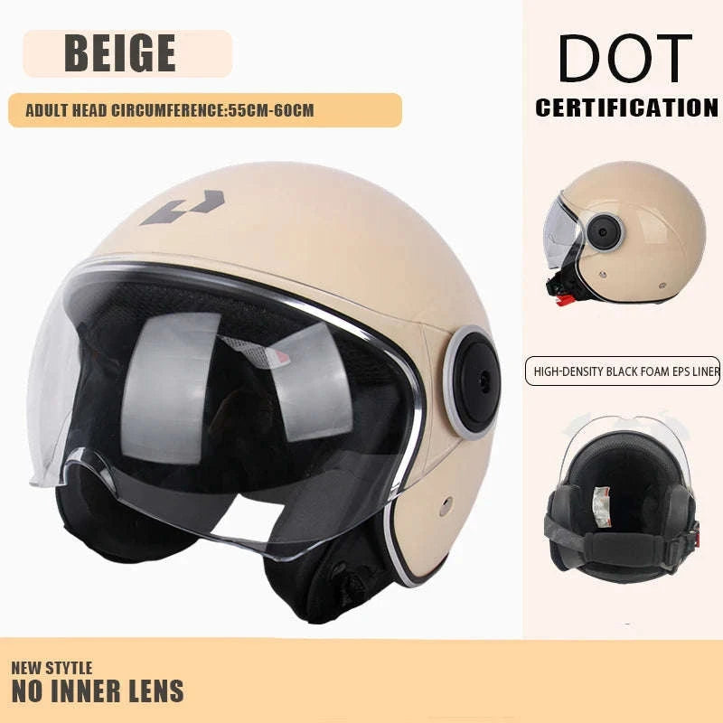 DOT Certified Dual Lens Motorcycle Helmet Half Shell Four Seasons-706-S5