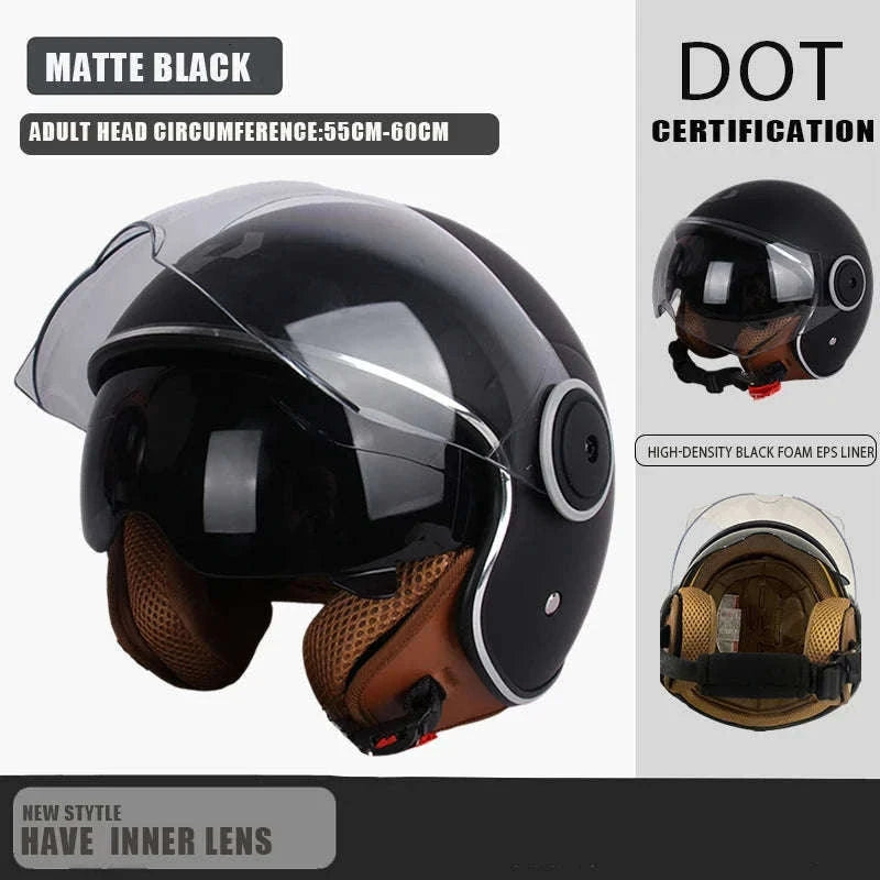 DOT Certified Dual Lens Motorcycle Helmet Half Shell Four Seasons-S11
