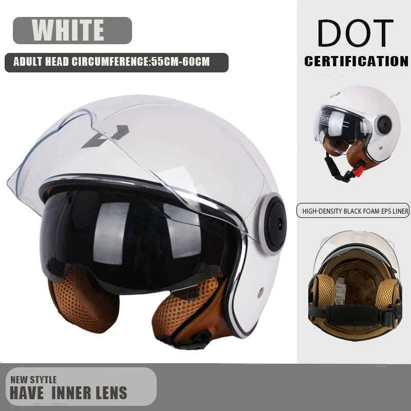 DOT Certified Dual Lens Motorcycle Helmet Half Shell Four Seasons-S11