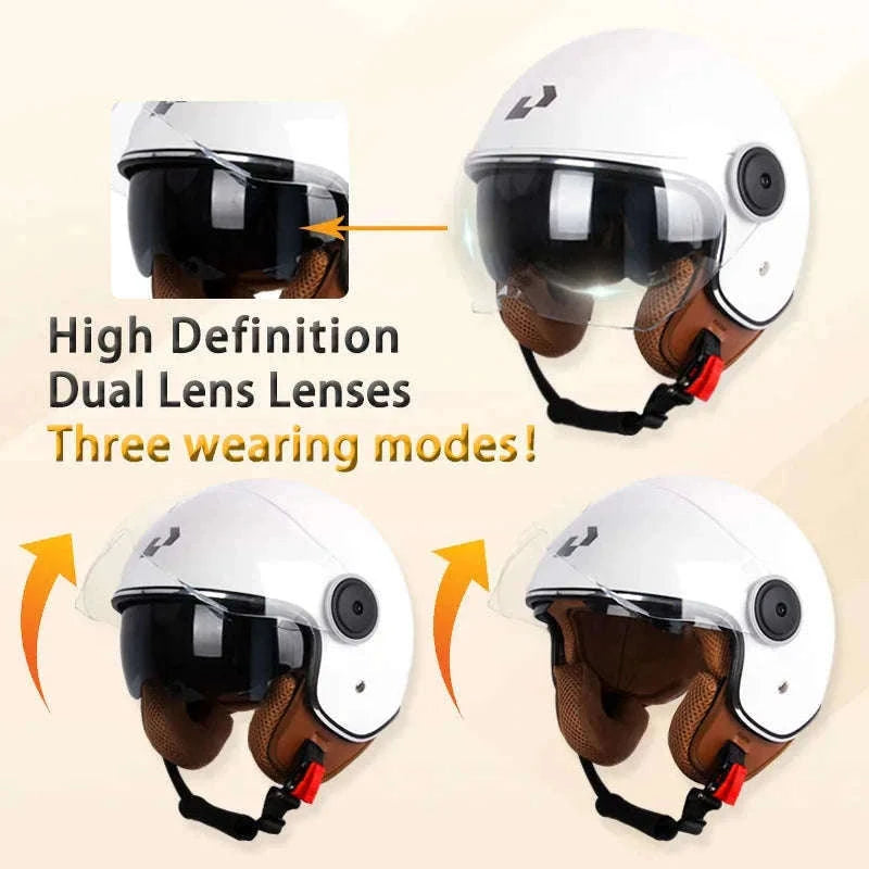DOT Certified Dual Lens Motorcycle Helmet Half Shell Four Seasons-S11