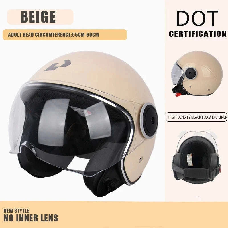 DOT Certified Dual Lens Motorcycle Helmet Half Shell Four Seasons-S11