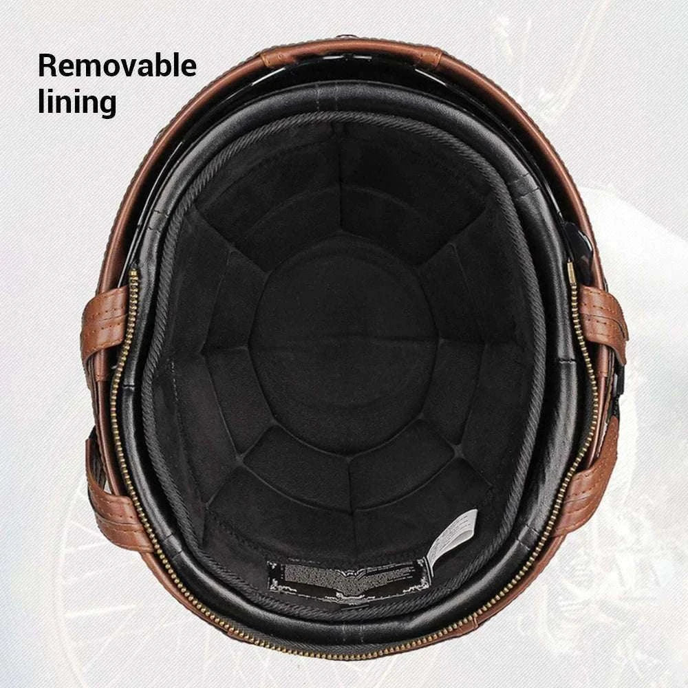 DOT Certified Retro Motorcycle Half Helmet with UV Lens-535-BG Brown / M
