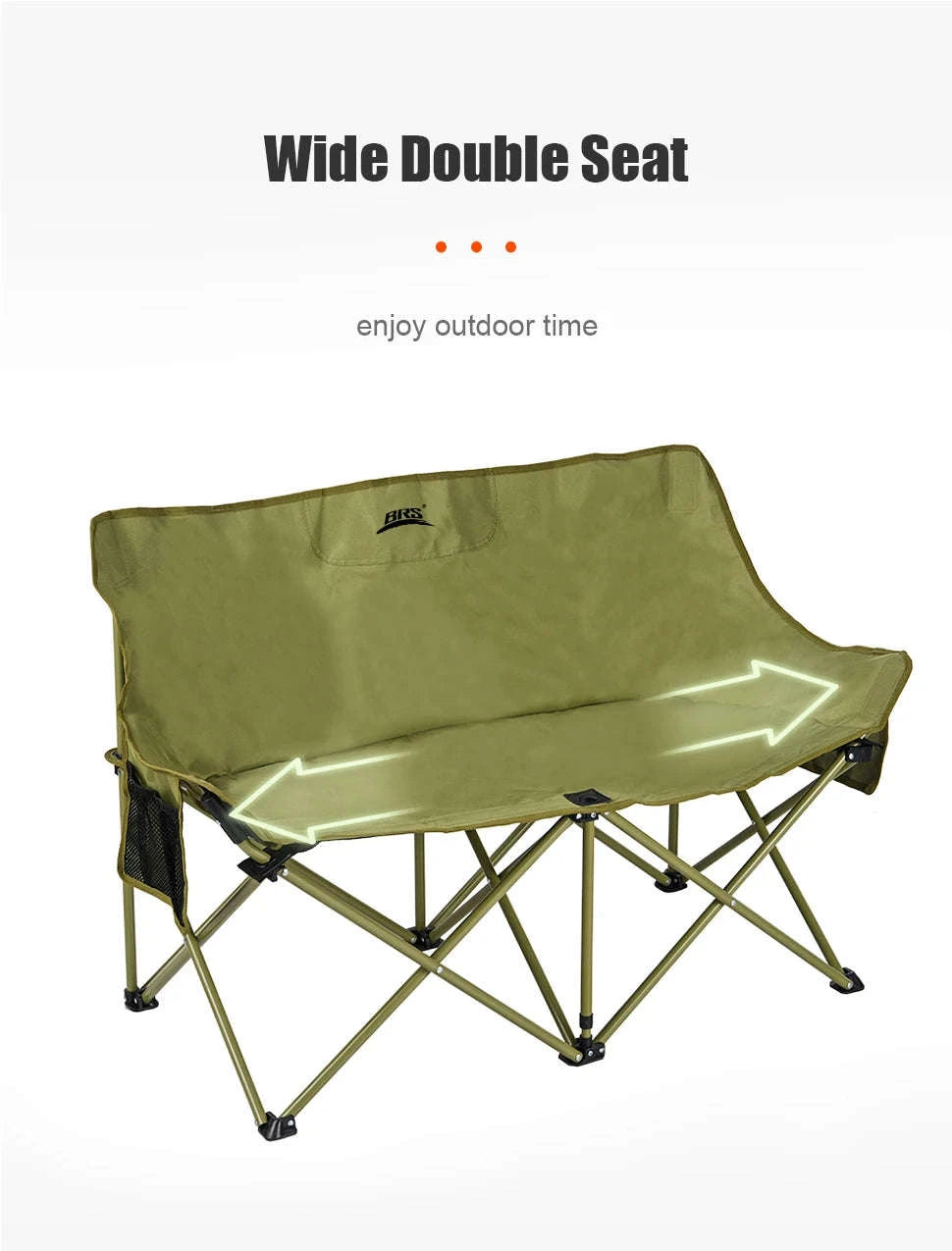 Double Camping Chair for Two with Storage Bags and Backrest-Khaki