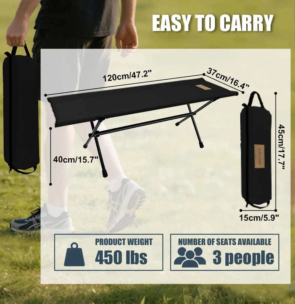 Double Camping Stool Folding Two-Person Outdoor Bench-Beige