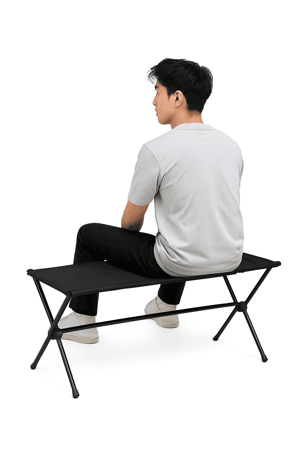 Double Camping Stool for Two, Lightweight Folding Outdoor Seat-Khaki