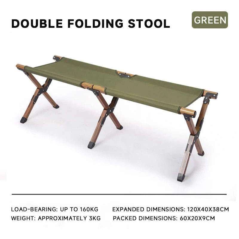 Double Camping Stool for Two | Lightweight Folding Outdoor Seat-Khaki