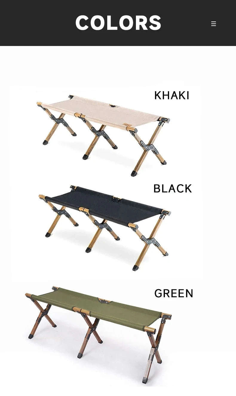 Double Camping Stool for Two | Lightweight Folding Outdoor Seat-Khaki