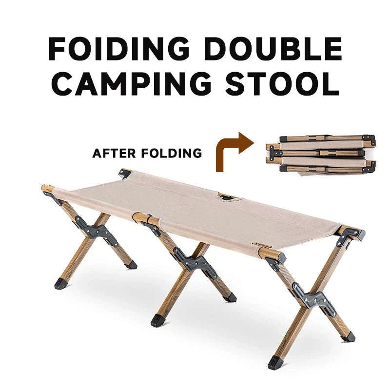 Double Camping Stool for Two | Lightweight Folding Outdoor Seat-Khaki