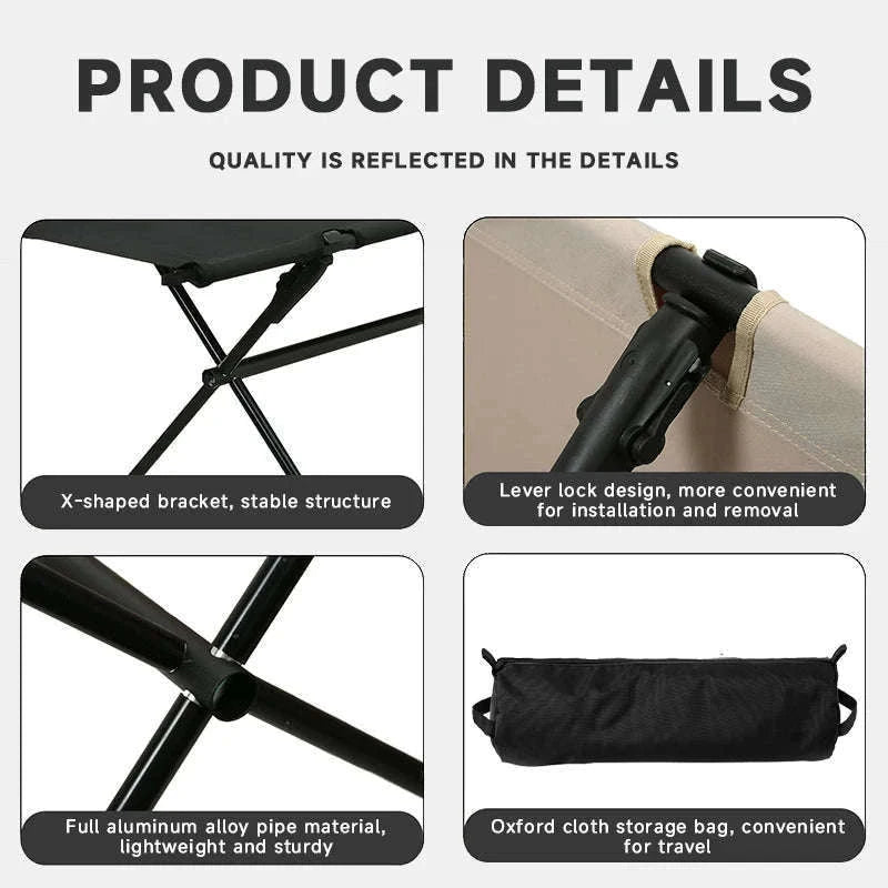 Double Camping Stool for Two, Ultralight Folding Outdoor Seat-Khaki