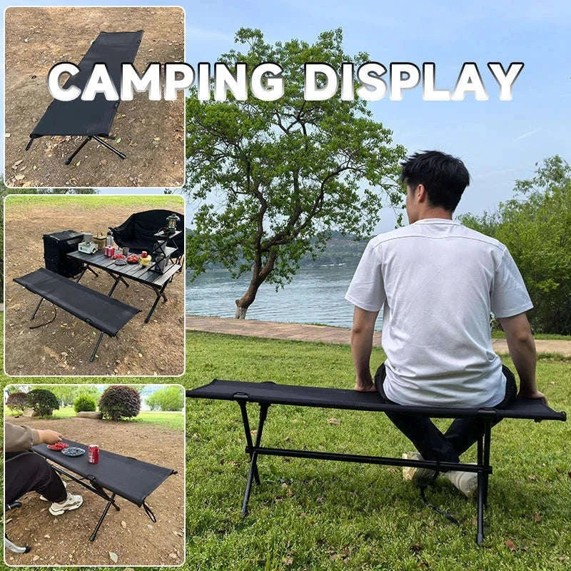 Double Camping Stool for Two, Ultralight Folding Outdoor Seat-Khaki