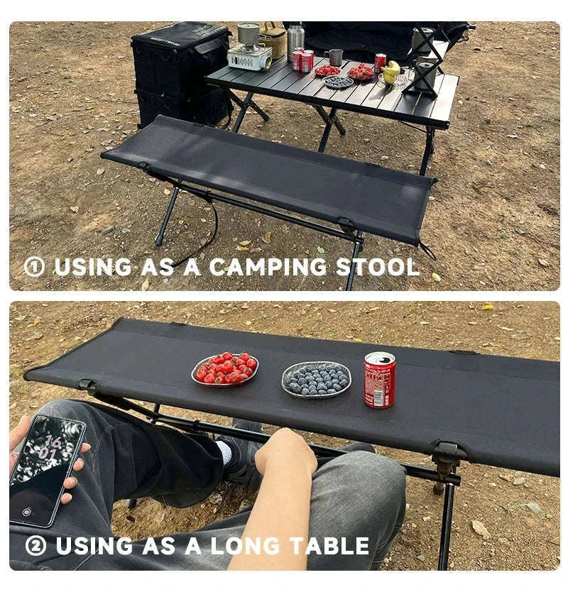 Double Camping Stool for Two, Ultralight Folding Outdoor Seat-Khaki