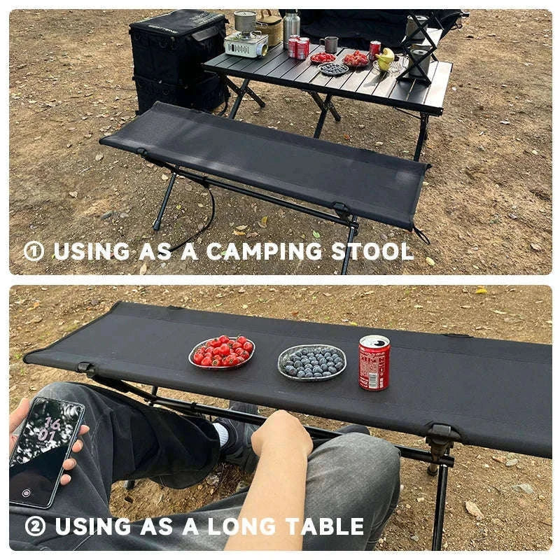 Double Camping Stool for Two, Ultralight Folding Outdoor Seat-Khaki