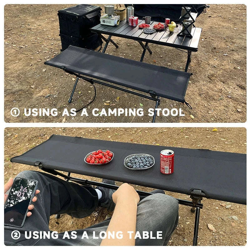 Double Camping Stool for Two, Ultralight Folding Outdoor Seat-Khaki