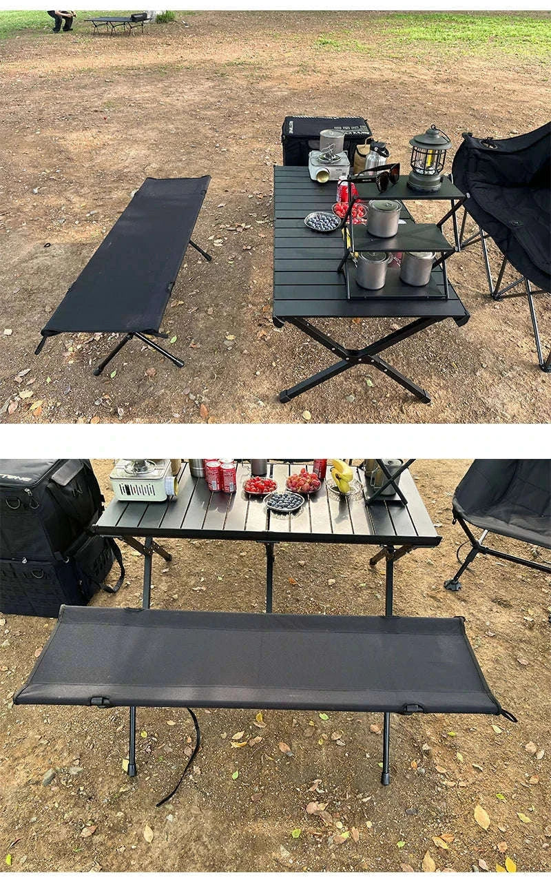 Double Camping Stool for Two, Ultralight Folding Outdoor Seat-Khaki
