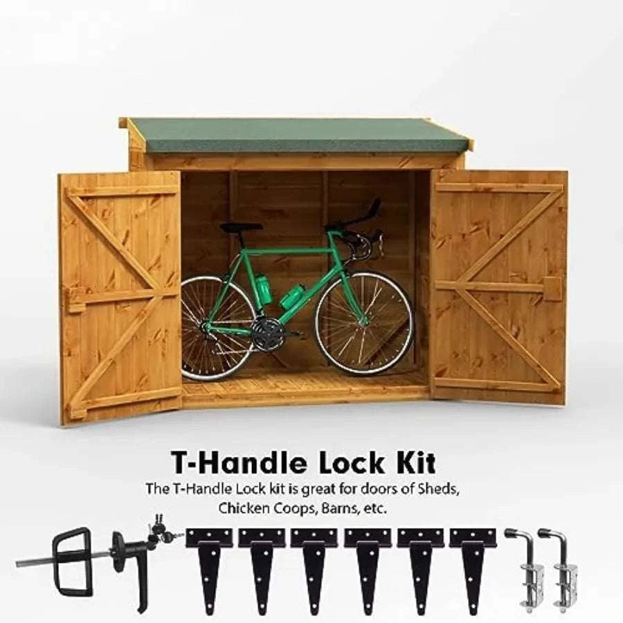 Double Door Shed Hardware Kit with Hinges, Latch & L-Handle Lock-United States