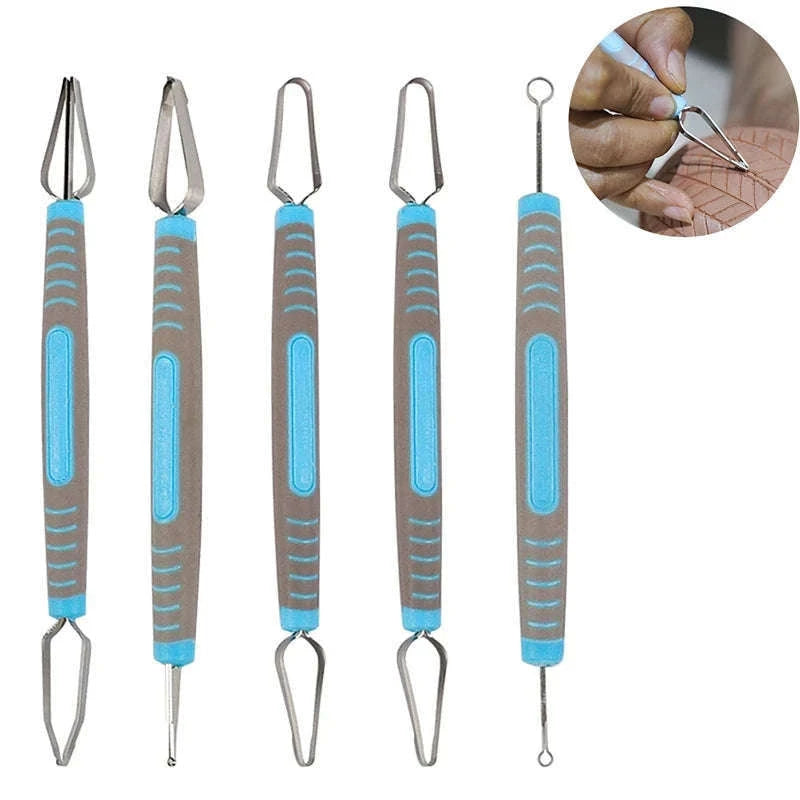 Double Head Clay Carving Knife Precision Pottery Texture Tool-C Blue