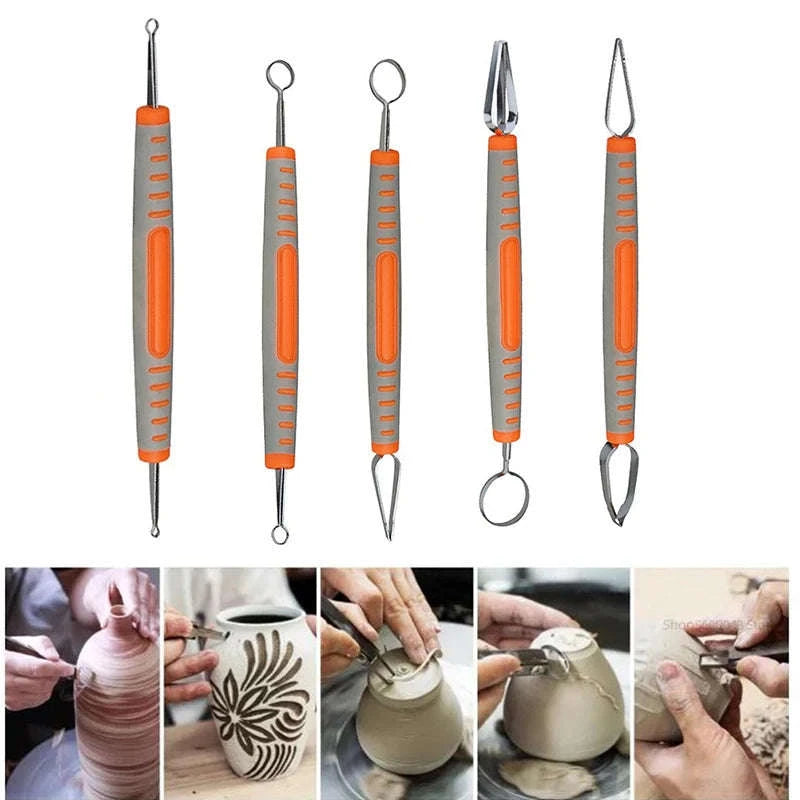 Double Head Clay Carving Knife Precision Pottery Texture Tool-E Blue