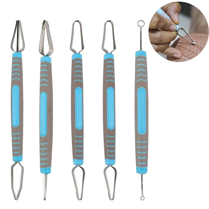 Double Head Clay Carving Knife Precision Pottery Texture Tool-E Blue