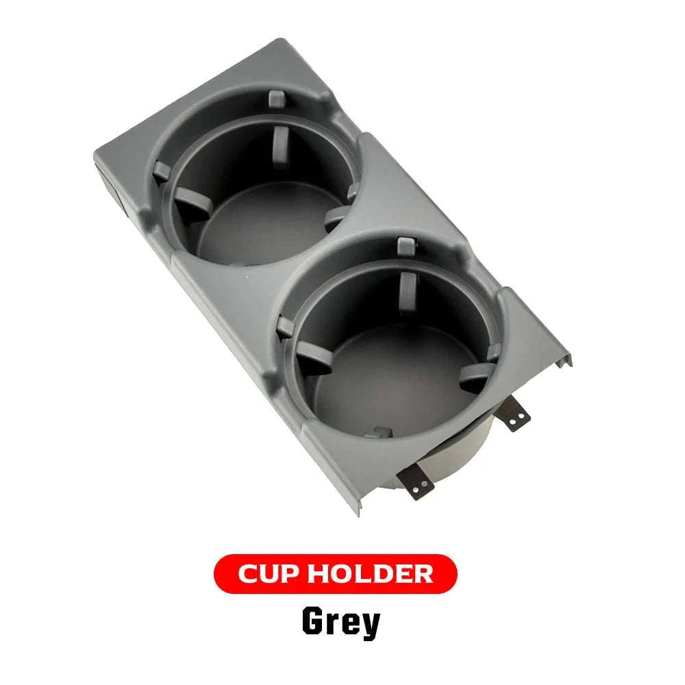 Double Hole Front Center Console Storage Box Coin and Cup Holder-Black 1