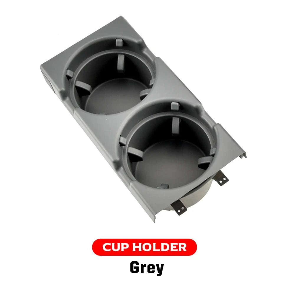 Double Hole Front Center Console Storage Box Coin and Cup Holder-Black 1