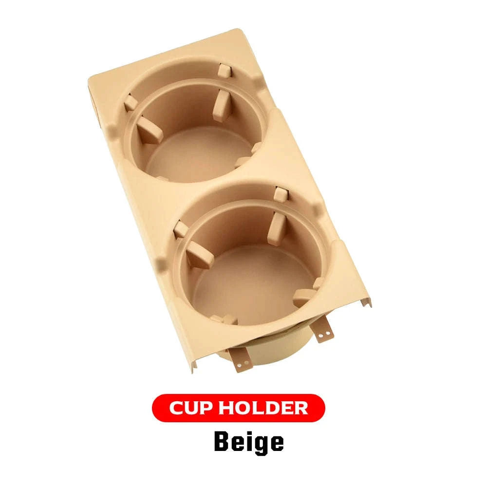 Double Hole Front Center Console Storage Box Coin and Cup Holder-Black 1