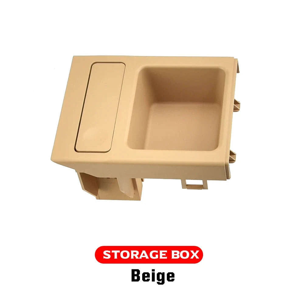 Double Hole Front Center Console Storage Box Coin and Cup Holder-Black 1