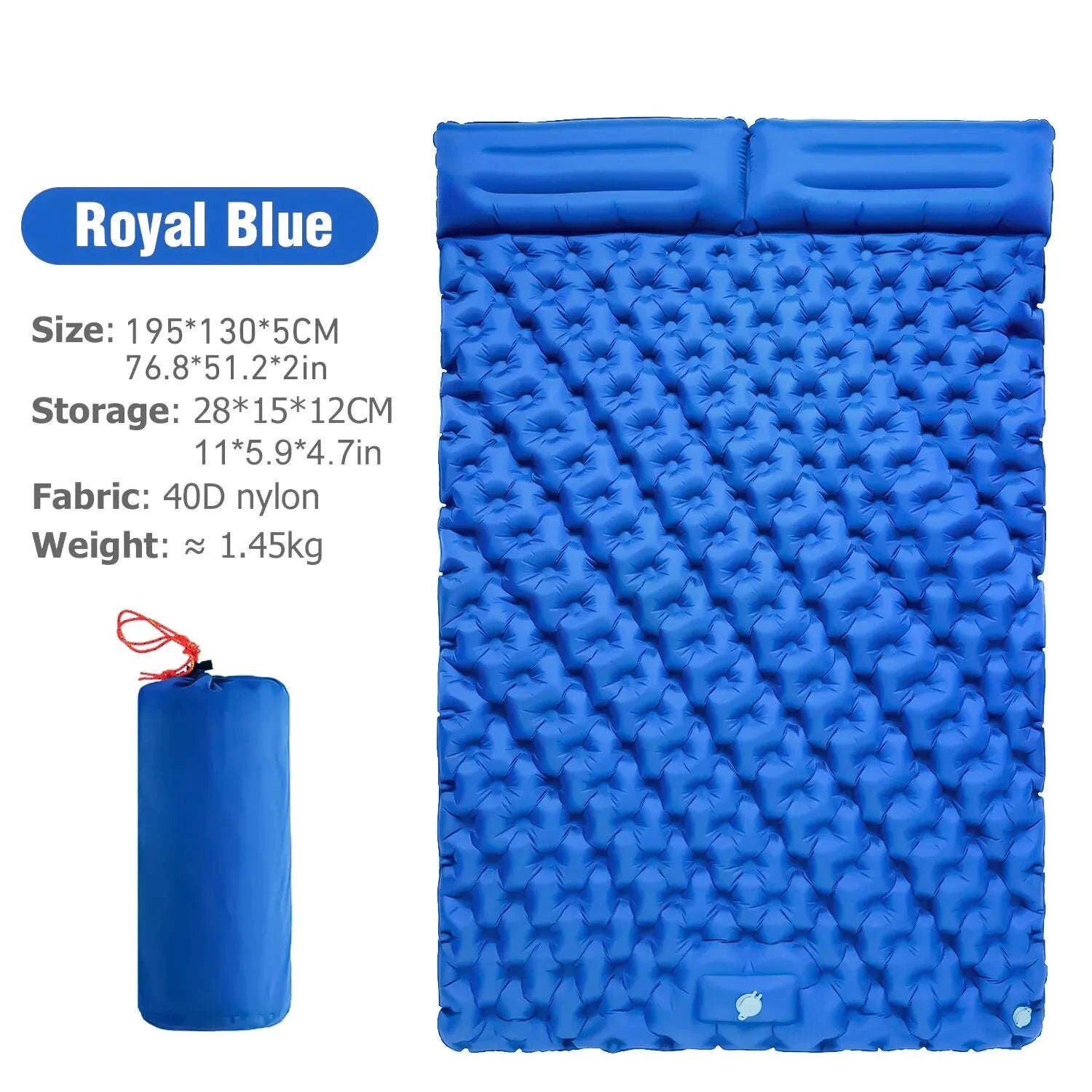 Double Inflatable Sleeping Pad with Built-In Pump for 2 People-Army Green