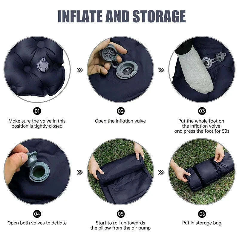 Double Inflatable Sleeping Pad with Built-In Pump for 2 People-Army Green