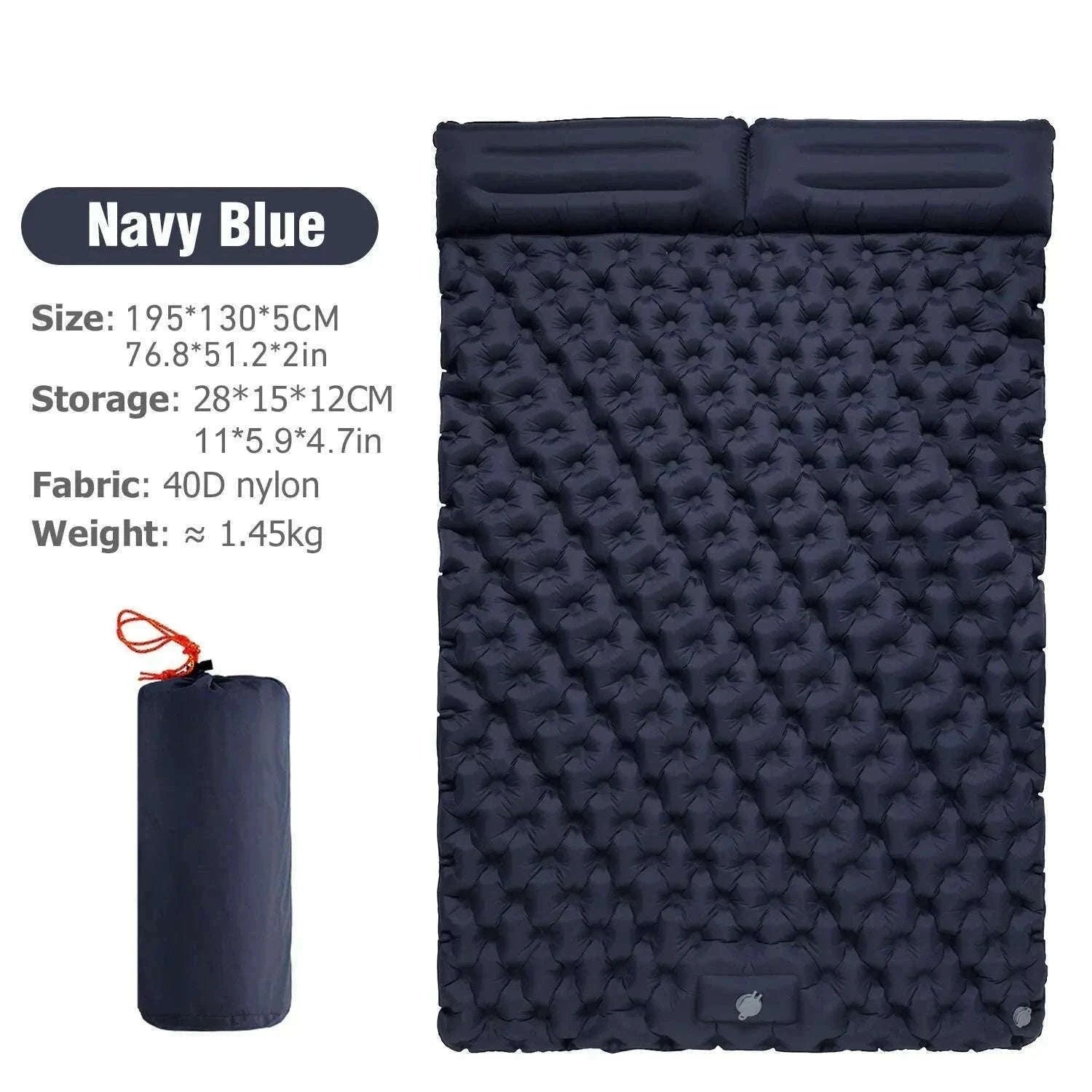 Double Inflatable Sleeping Pad with Built-In Pump for 2 People-Army Green