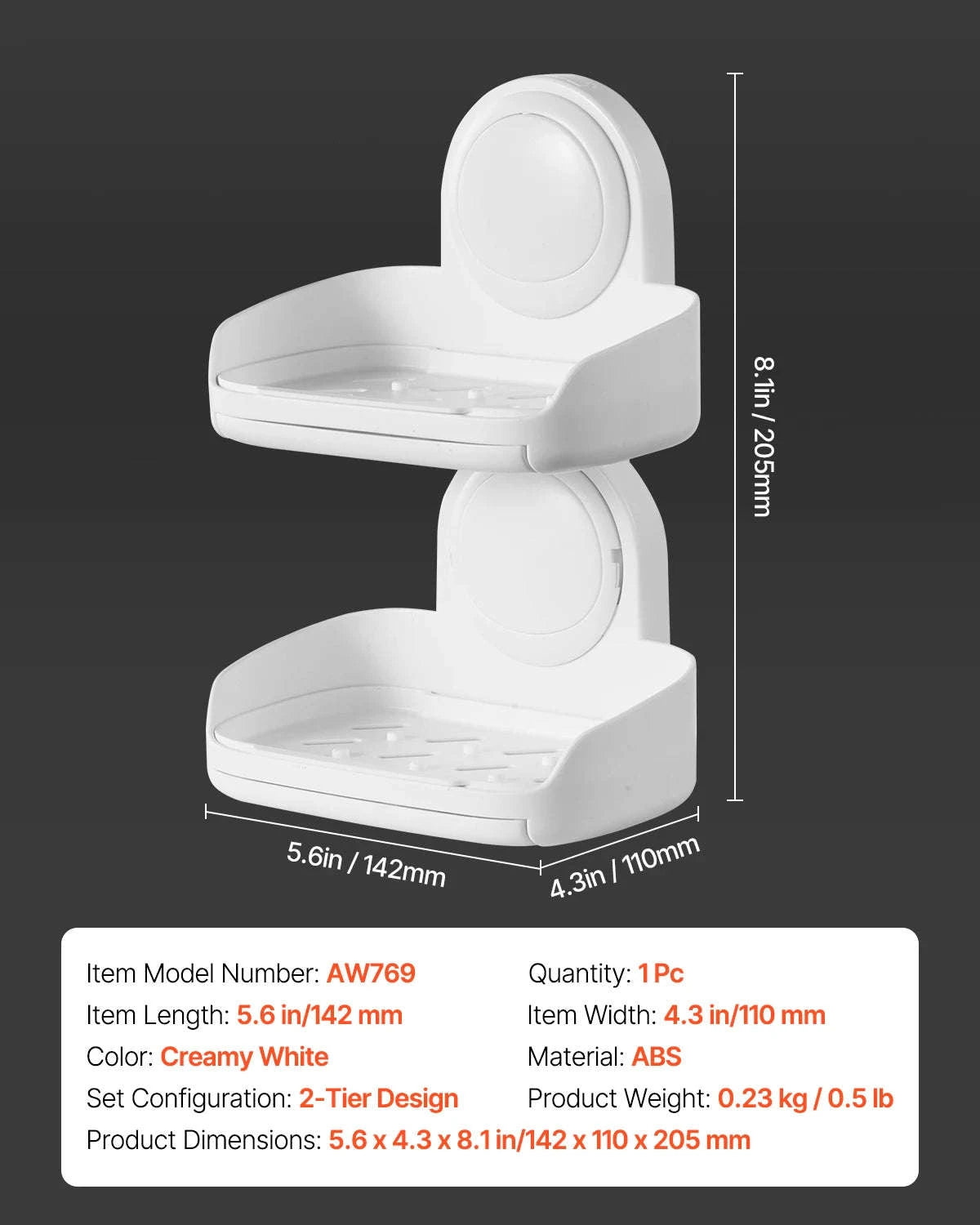 Double Layer Wall Mounted Soap Holder with Suction Cup-1Pc  2Layers / United States