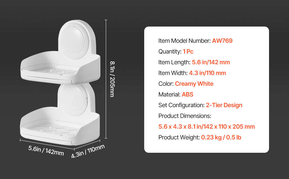 Double Layer Wall Mounted Soap Holder with Suction Cup-1Pc  2Layers / United States
