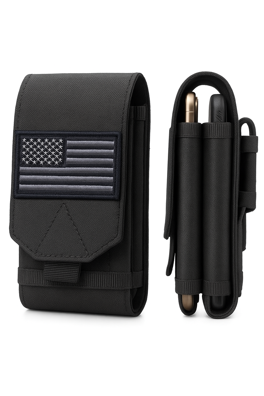 Doble bolsa táctica Molle para teléfono móvil, funda de cinturón, bolsa EDC, soporte para cintura, accesorios al exterior, bolsa de carga para móvil, pack
