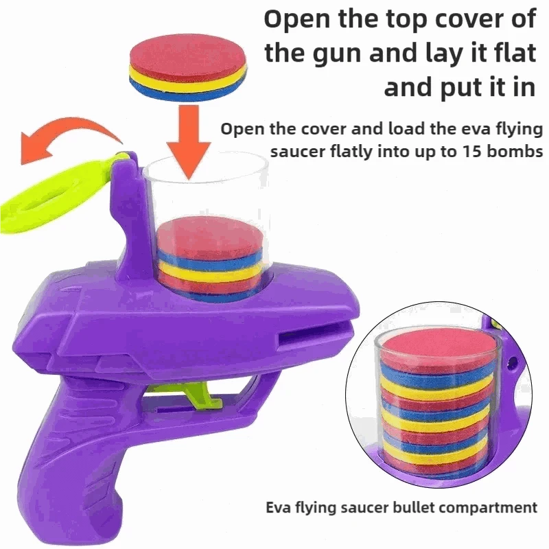 Double Player EVA Flying Disc Gun – Soft Bullet Parent-Child Shooter Toy-green