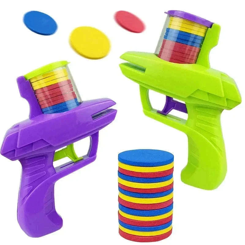Double Player EVA Flying Disc Gun – Soft Bullet Parent-Child Shooter Toy-green