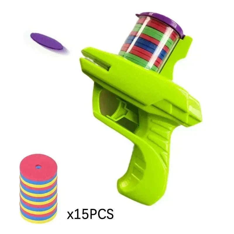 Double Player EVA Flying Disc Gun – Soft Bullet Parent-Child Shooter Toy-green