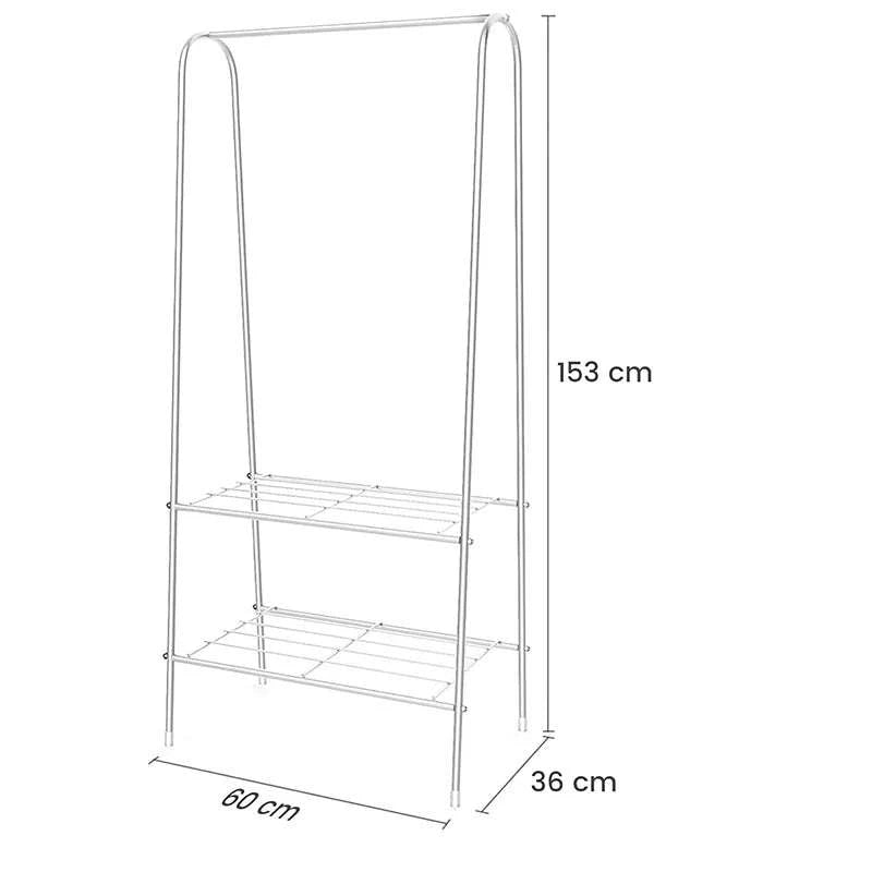Double Rail Standing Clothes Rack with Storage Shelves-A1 / UNITED KINGDOM