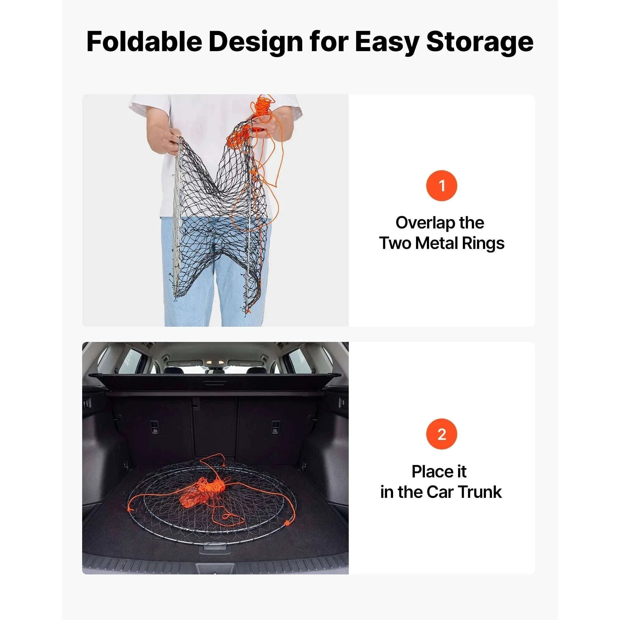 Double Ring Crab Trap Kit with 60ft Rope Foldable 2 Pack-2 sets / United States