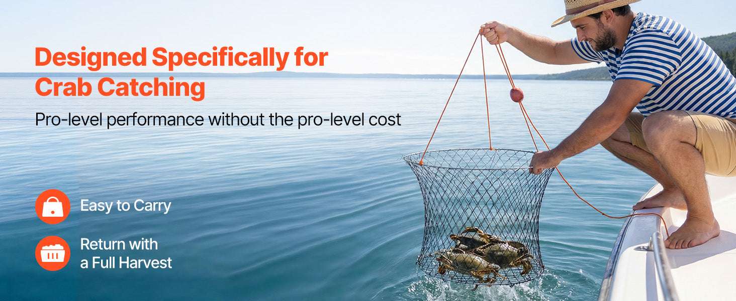 Double Ring Crab Trap Kit with 60ft Rope Foldable 2 Pack-2 sets / United States
