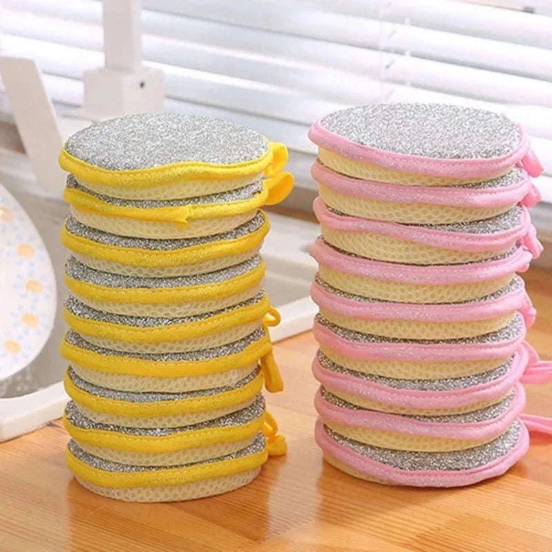 Double-Sided Dishwashing Sponge Set for Easy Kitchen Cleanup-10Pcs Yellow