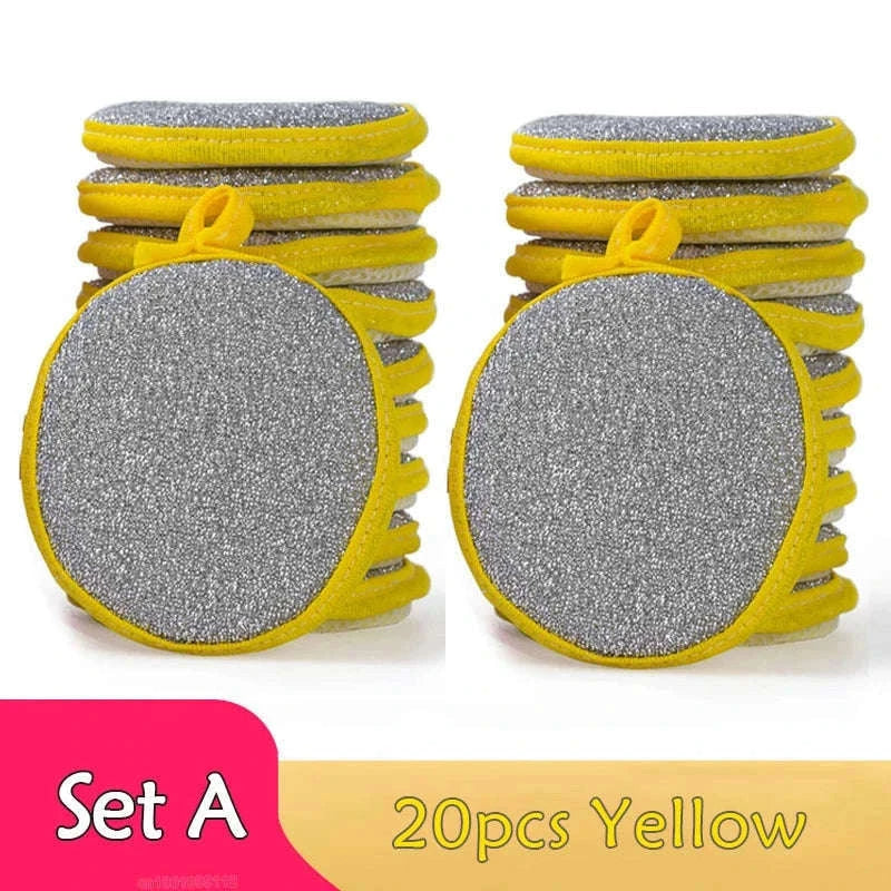 Double-Sided Dishwashing Sponge Set for Easy Kitchen Cleanup-10Pcs Yellow