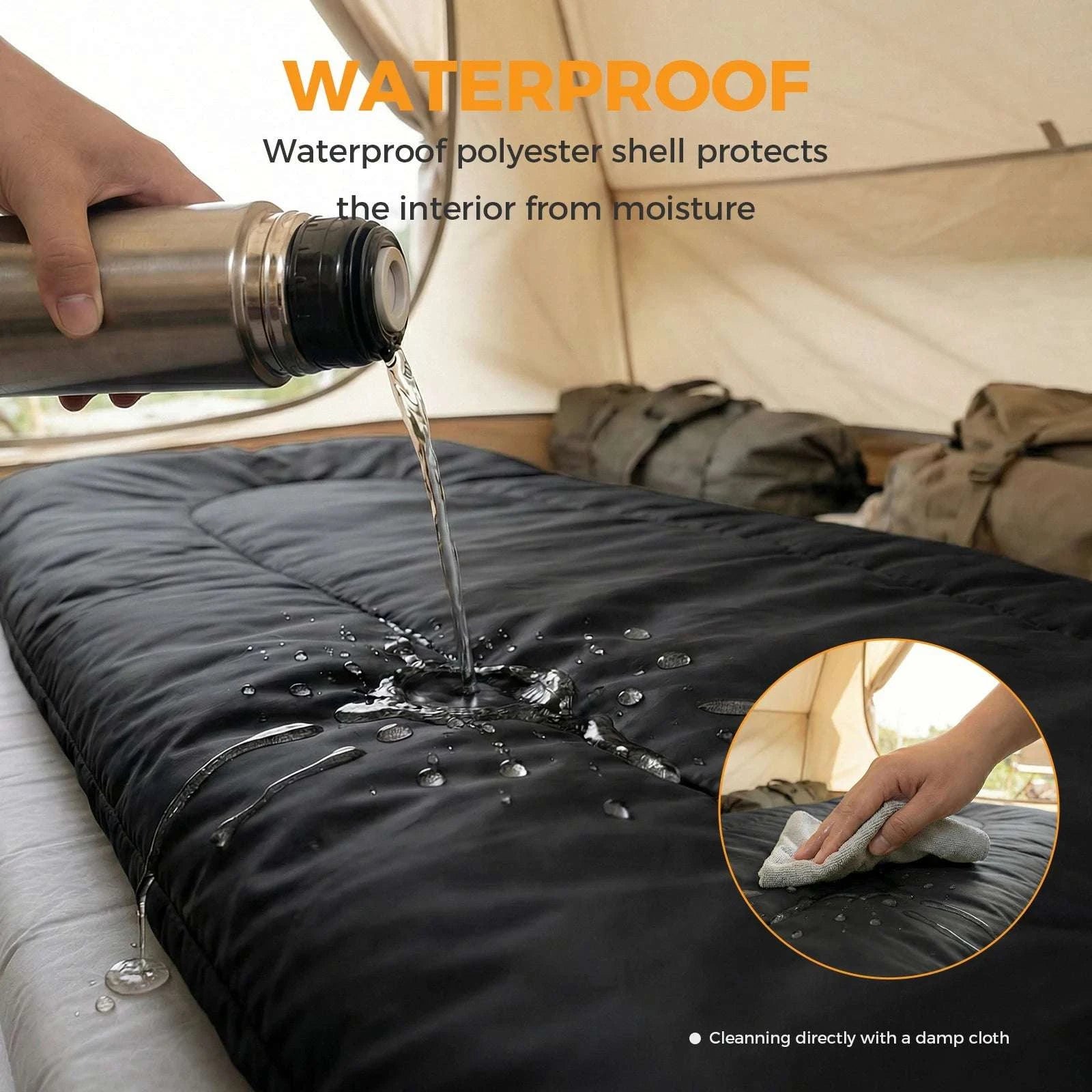 Double Sleeping Bag for 2 Adults with Pillows, 3 Season Camping-black / United States
