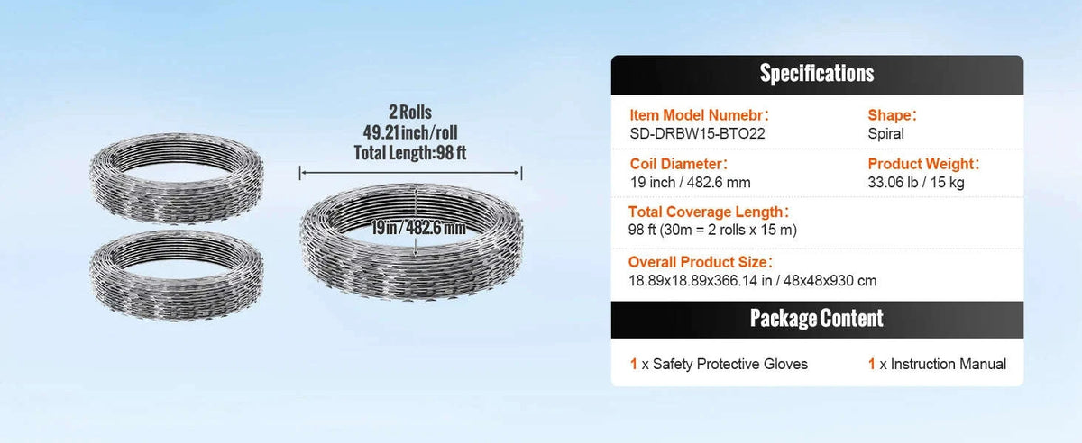 Double Spiral Galvanized Razor Wire Fencing Roll for Garden and Boundary Protection-DRBW22.5 / spain