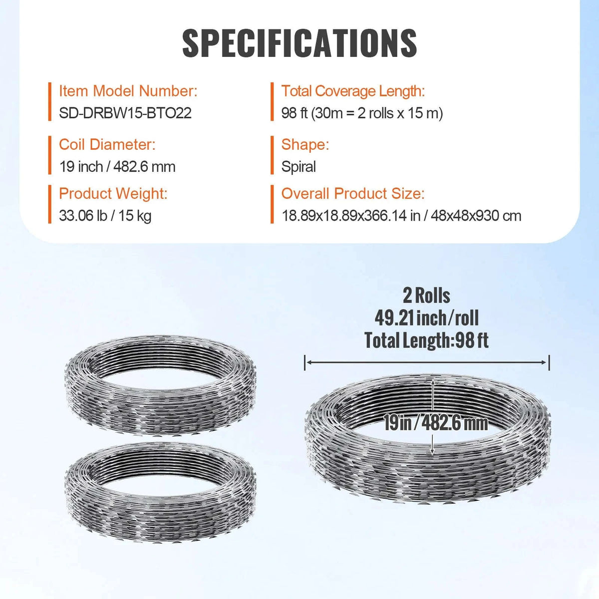 Double Spiral Galvanized Razor Wire Fencing Roll for Garden and Boundary Protection-DRBW22.5 / spain